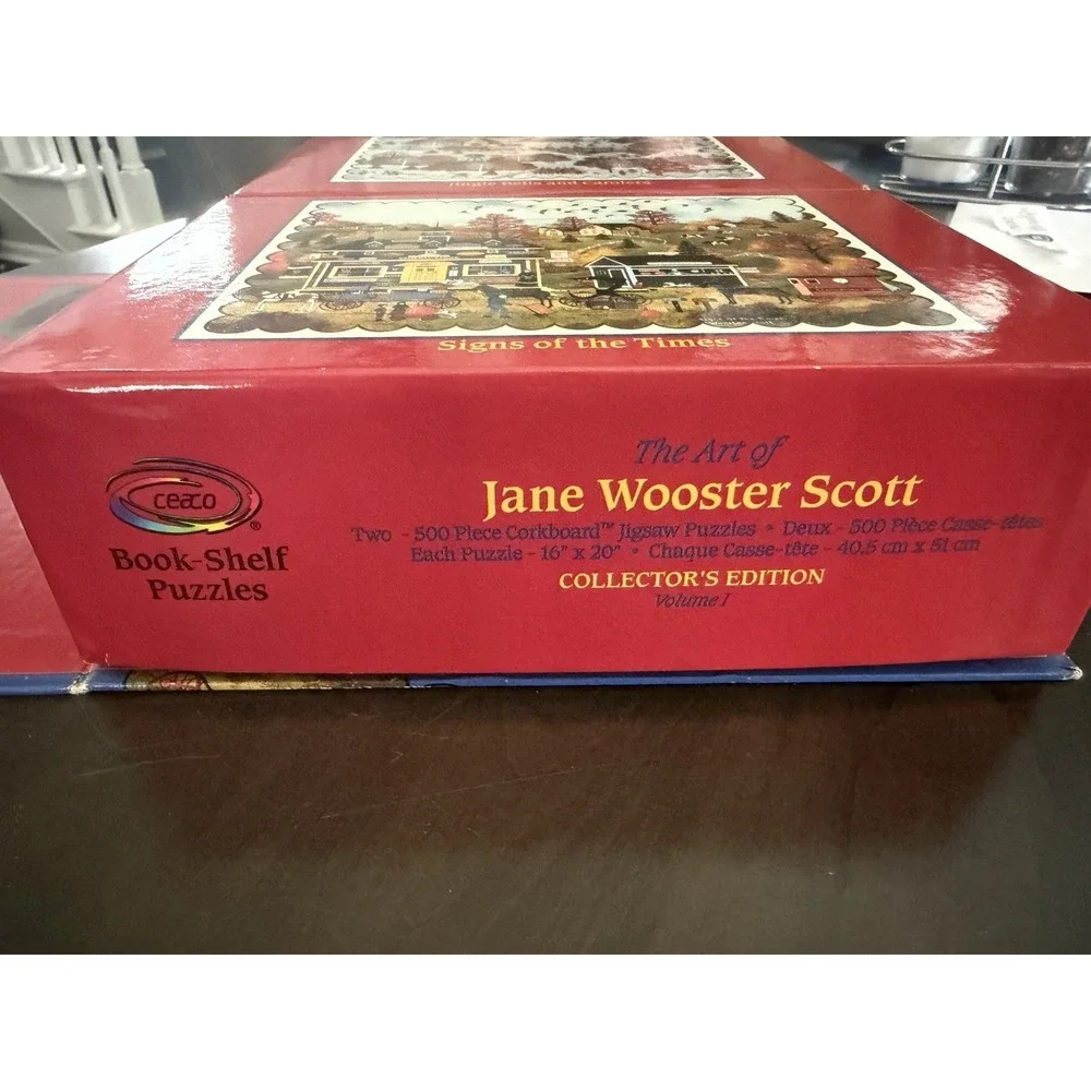 2 Jane Wooster 500 Piece Corkboard Book-Shelf Puzzles Collector's Edition 90's
